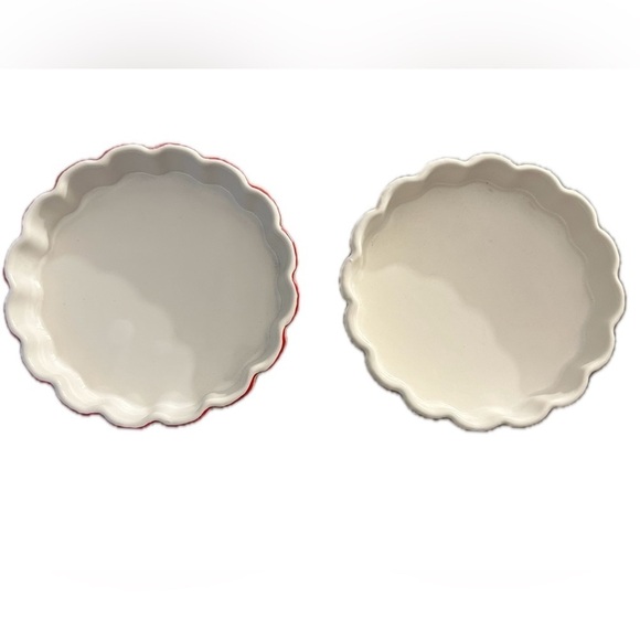 Other - Pair of Oven Ware Quiche Tart Ceramic Dishes x2 Madein Japan One With Red Border